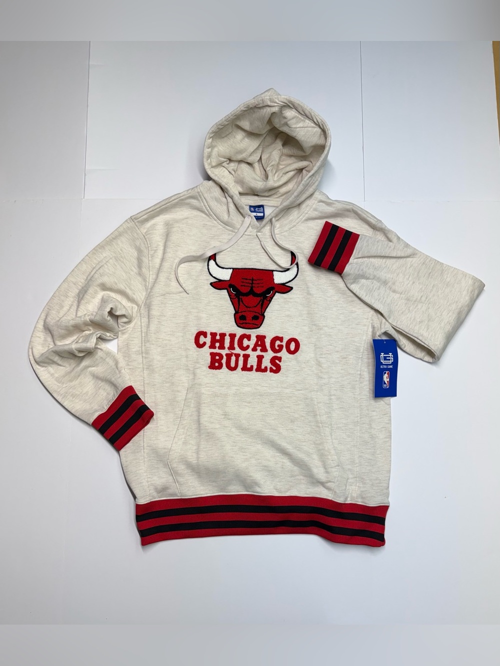 Ultra Game Chicago Bulls NBA Pullover Hoodie Sweatshirt Mens L Retail $75 NWT